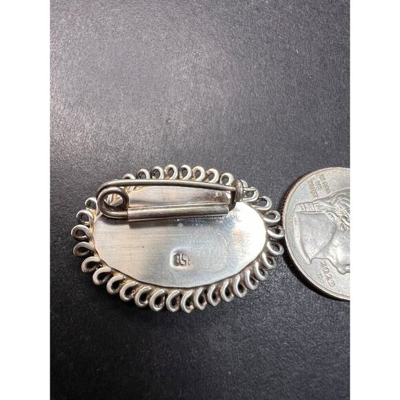 Vintage 950 silver lapis lazuli brooch pin - Picture 4 of 8